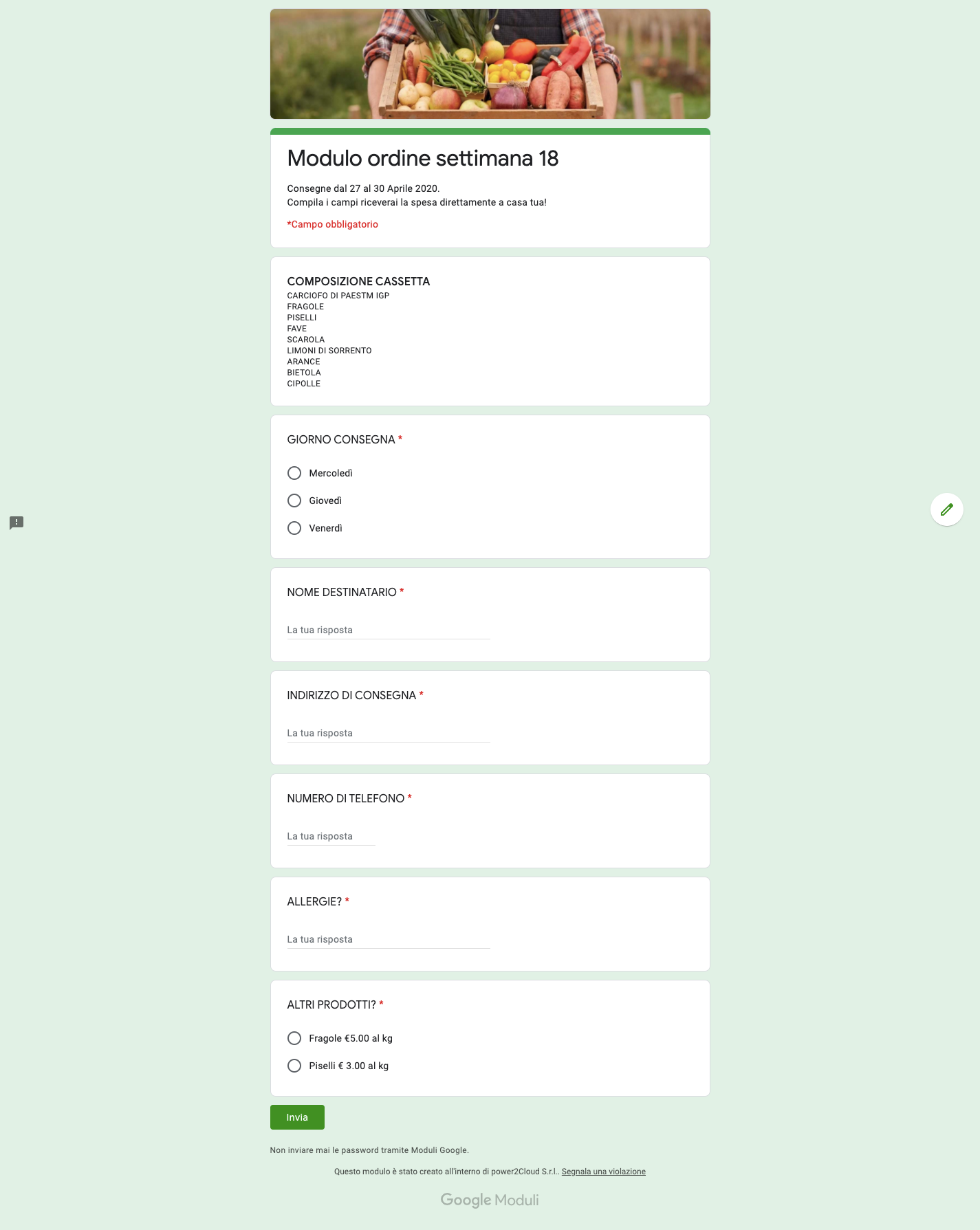 Google forms to organize delivery - power2Cloud blog